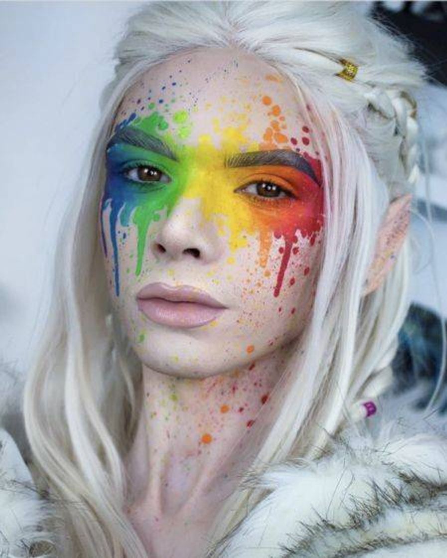 Fashion white makeup with colored 