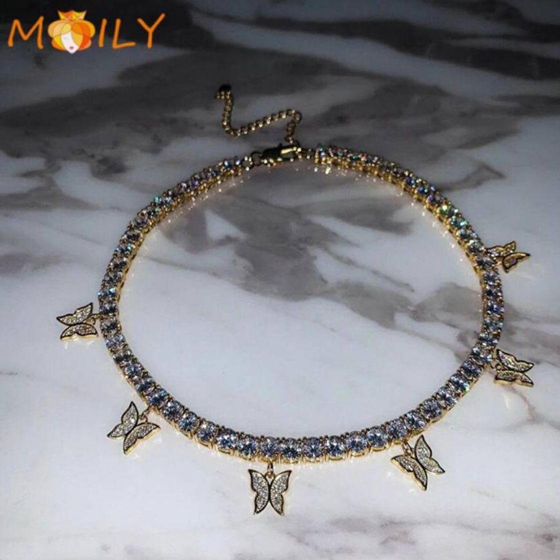 Moda Chocker pingente de borboleta com strass 