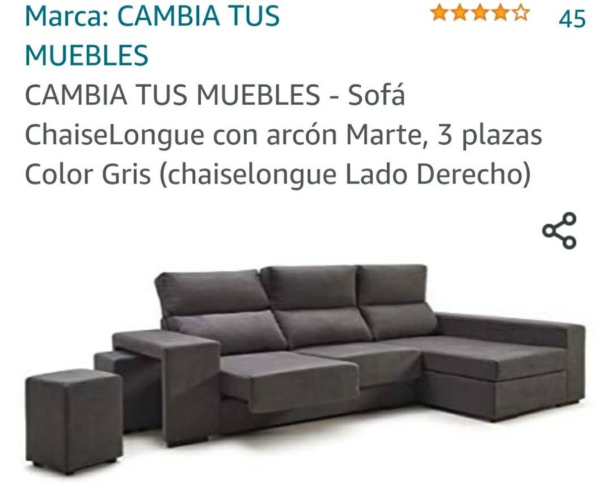 Moda CAMBIA TUS MUEBLES - Sofá ChaiseLongue con arcón Marte, 3 pl