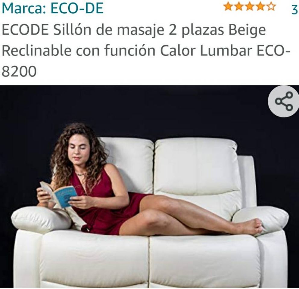 Moda ECODE Sillón de masaje 2 plazas Beige Reclinable con función