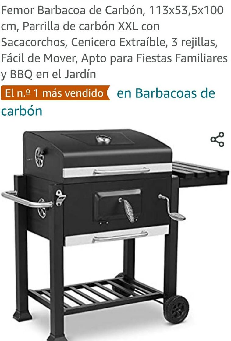 Moda Femor Barbacoa de Carbón, 113x53,5x100 cm, Parrilla de carbó