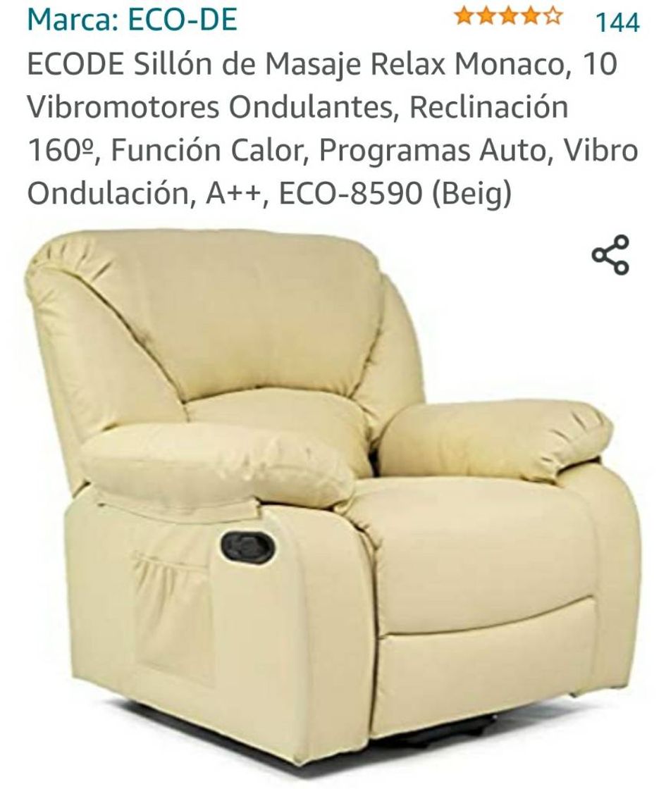 Moda ECODE Sillón de Masaje Relax Monaco, 10 Vibromotores Ondulan