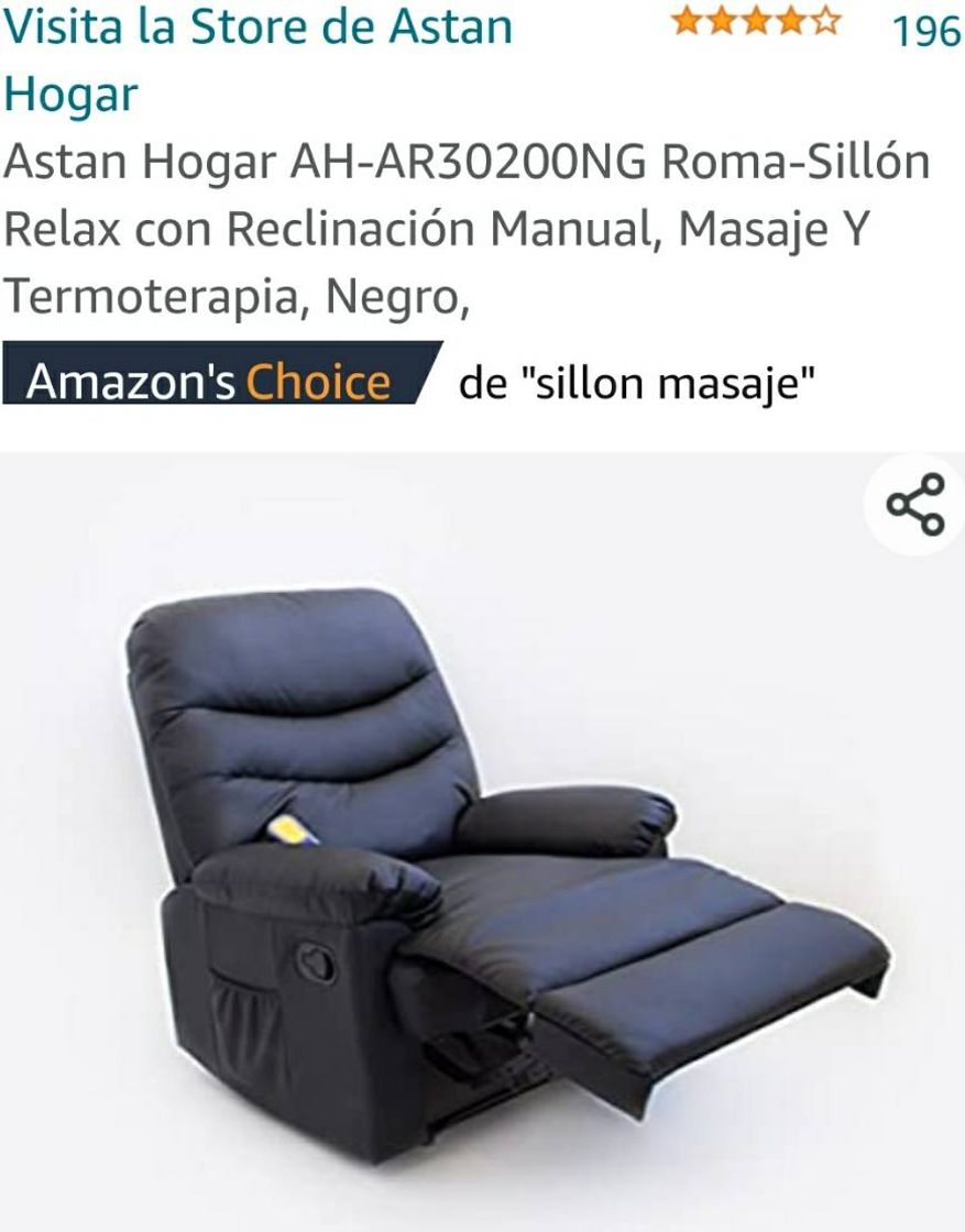 Moda Astan Hogar AH-AR30200NG Roma-Sillón Relax con Reclinación M