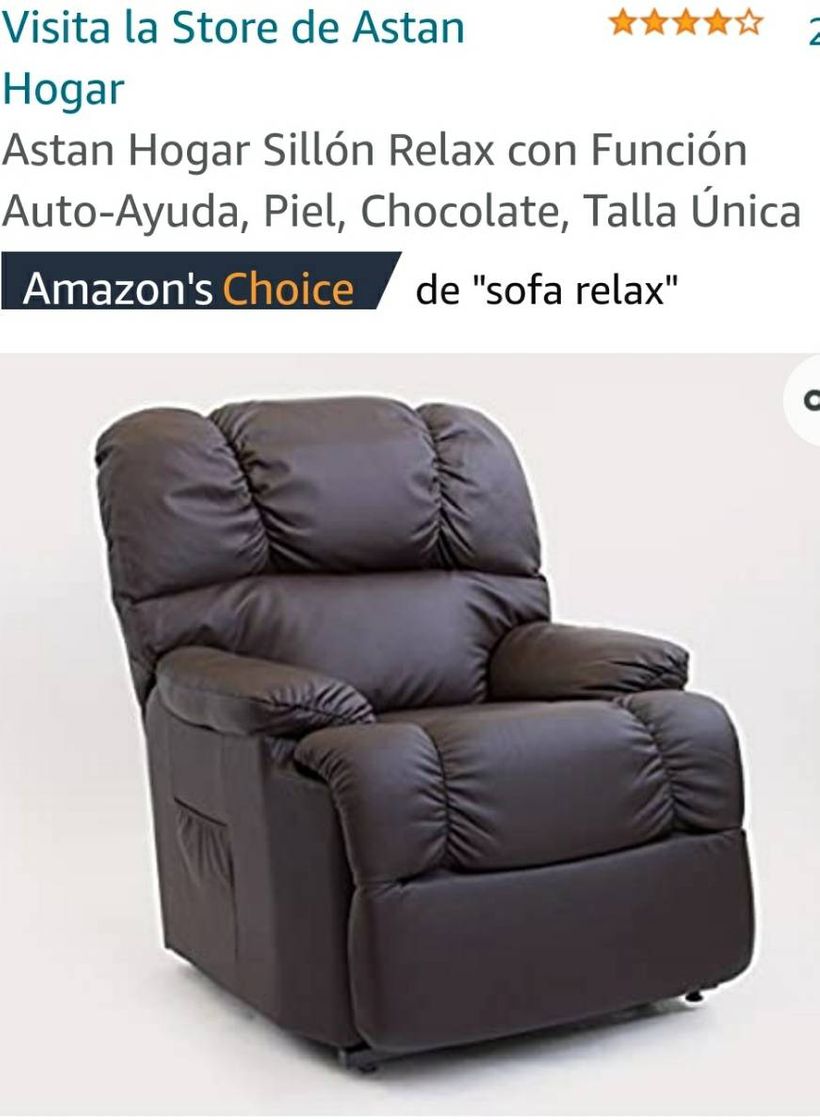 Moda Astan Hogar Sillón Relax con Función Auto-Ayuda, Piel, Choco