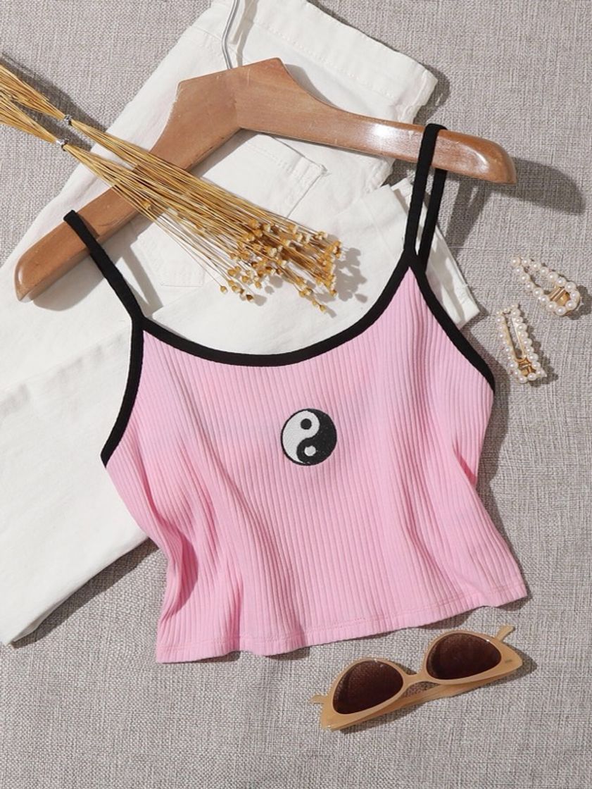 Top de tirantes ringer con bordado Ying yang 