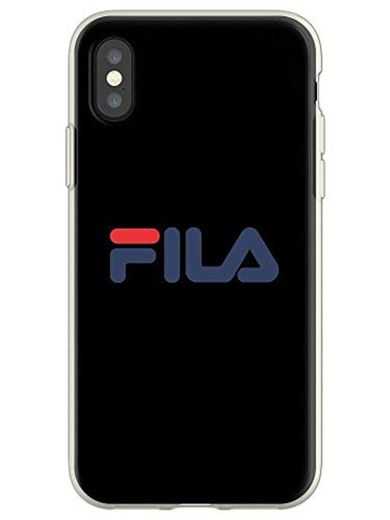 Carcasa de silicona y cristal compatible con FILA color negro funda de móvil compatible con Iphone X y Iphone XS