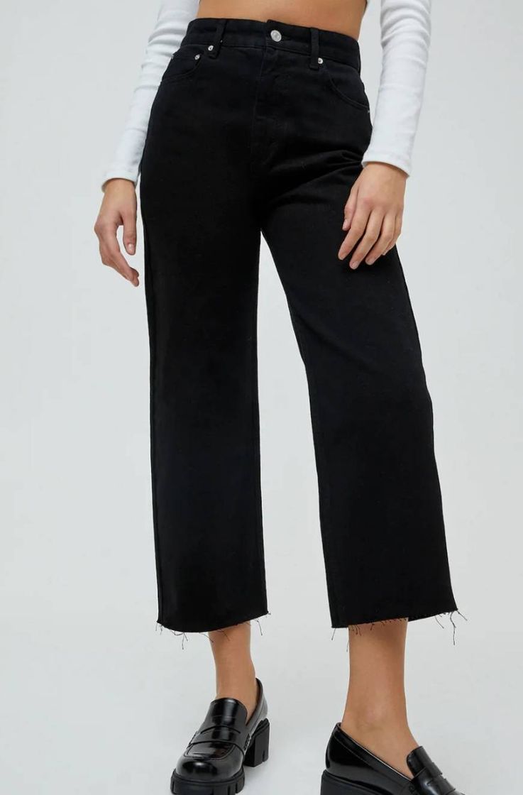 Fashion Pantalones Negros Rectos 