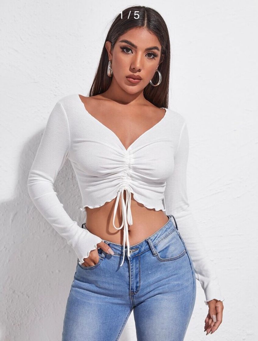 Moda Cropped branco com regulagem ✨