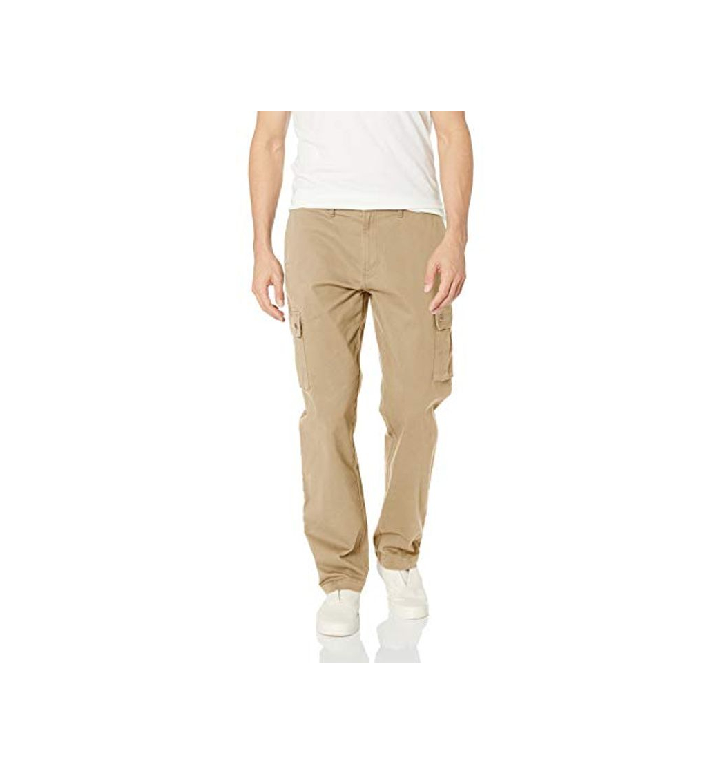 Moda Amazon Essentials - Pantalones cargo elásticos de corte recto para hombre