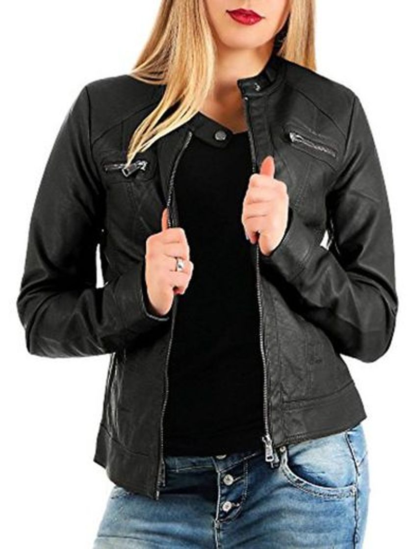 Moda Only Bandit PU Biker Chaqueta, Negro