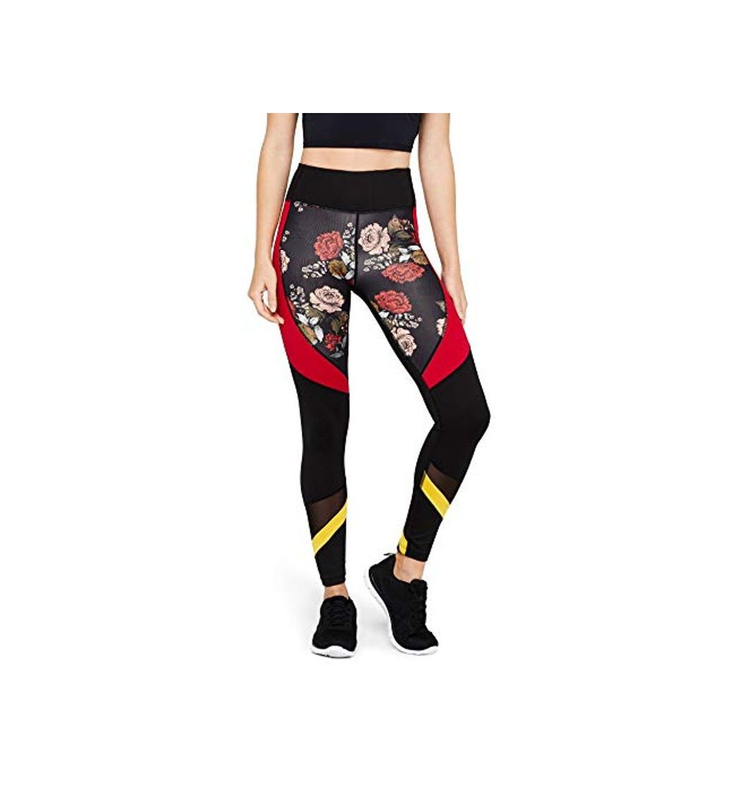 Productos Amazon Brand - AURIQUE Leggings deportivos con paneles para mujer, Negro