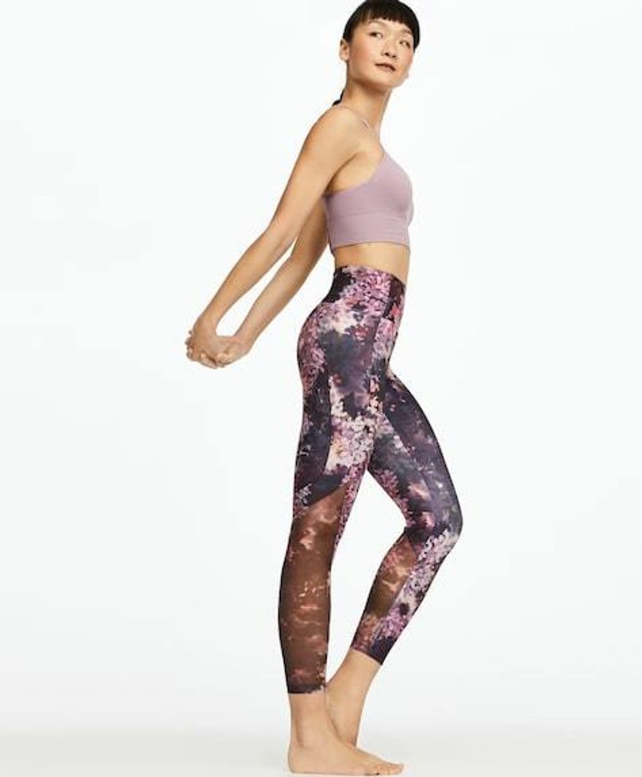 Social Leggings Oysho com estampado de flores e tecido de rede