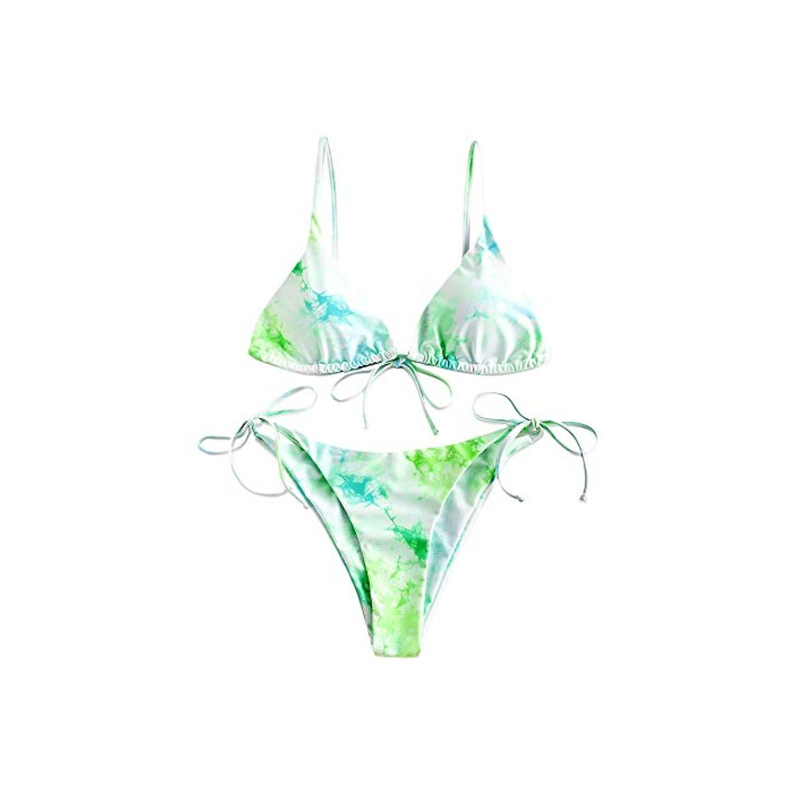 Fashion ZAFUL Bikini de triángulo para mujer de Tie Dye verde M