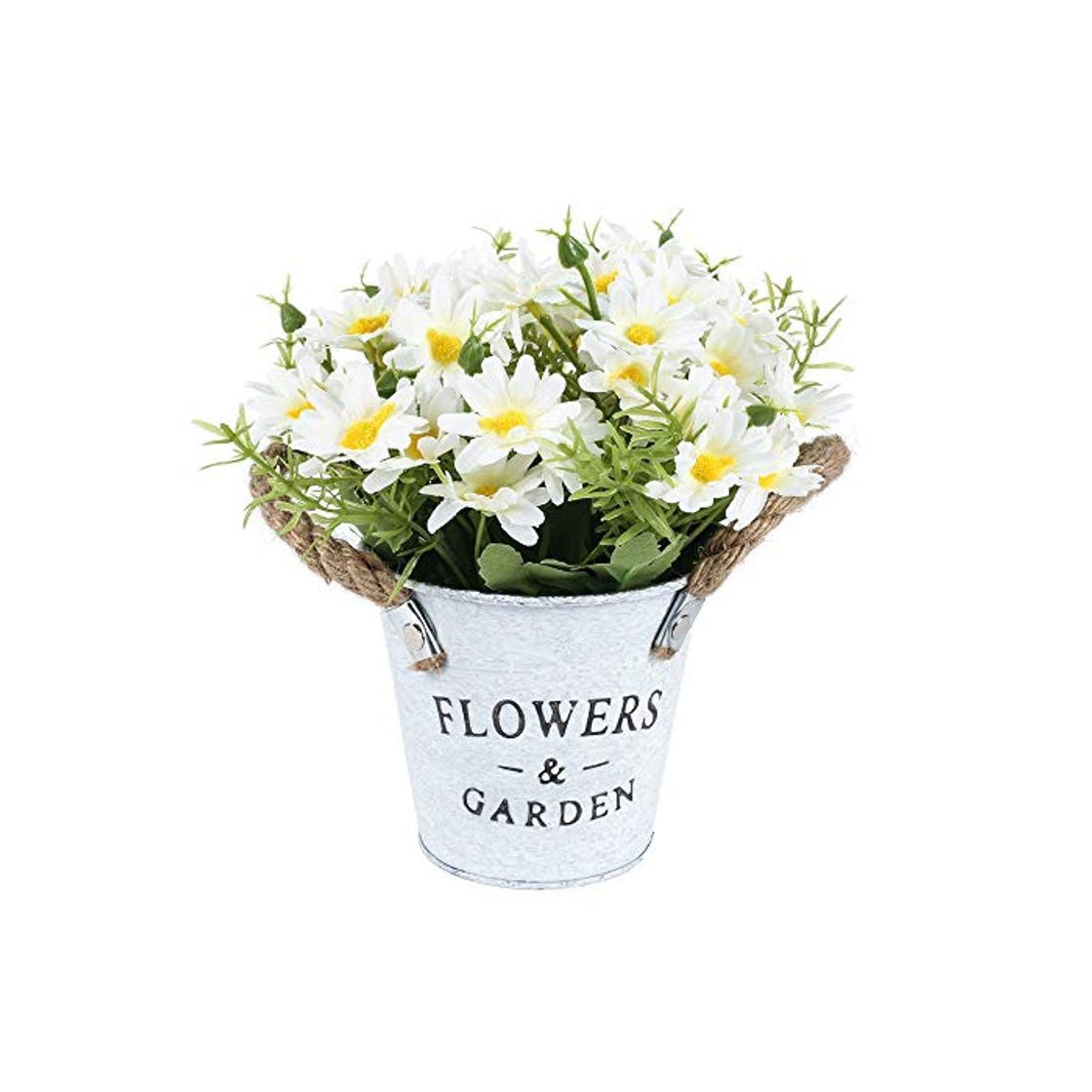 Social HUAESIN Flores Artificiales Pequeñas Margaritas Artificiales Decoracion Blancas Plastico Flor Artificial con Maceta para Exterior e Interior Hogar Fiesta Baño Balcon Mesa Cocina Jardinera