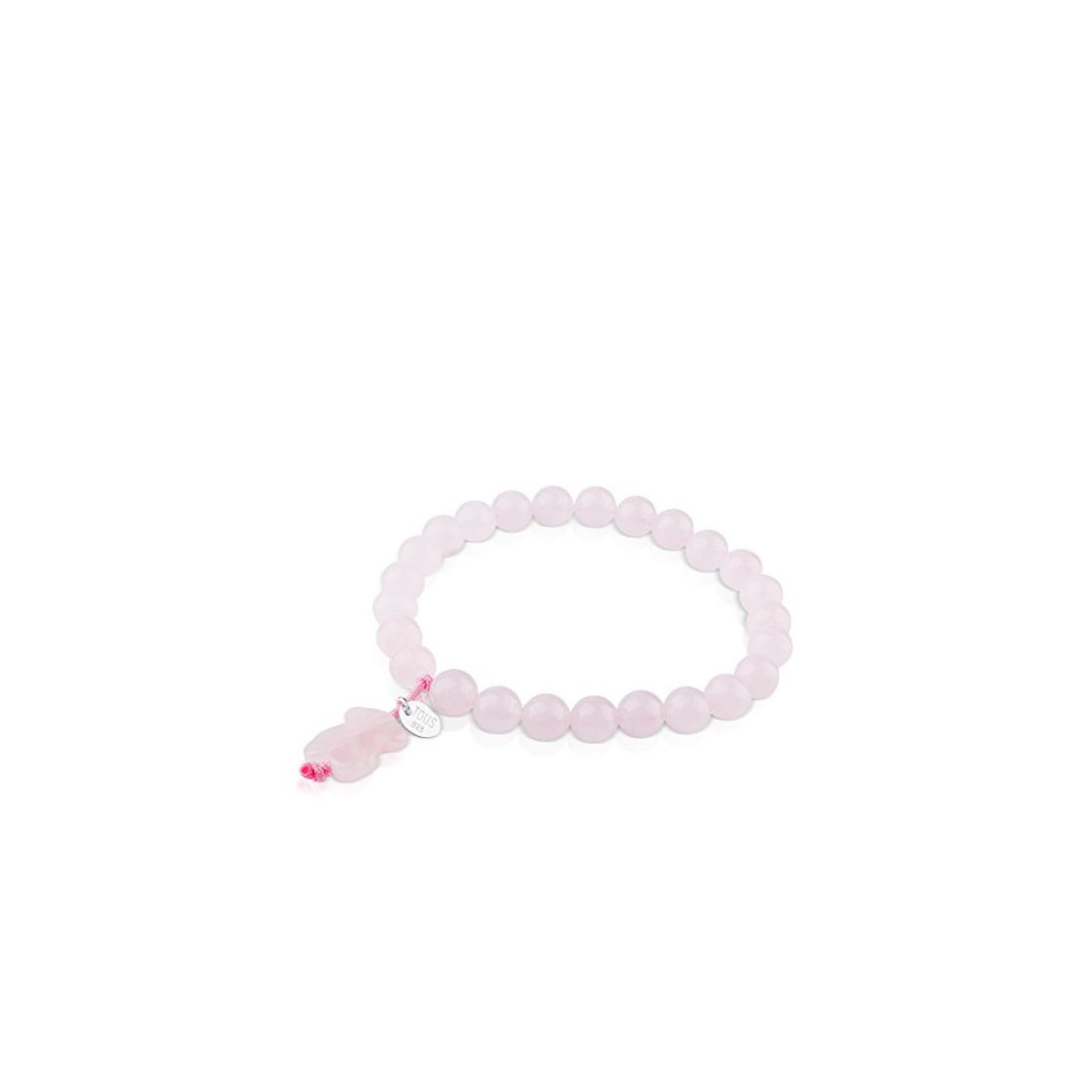 Moda TOUS Pulsera ajustable de mujer de cuarzo rosa y placa de plata