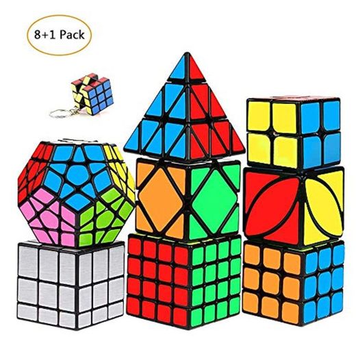 mimisasa Speed Cubes Set 9 Pack Speed Cube Pack 2x2 3x3 4x4 Pyramid Megaminx Mirror Skew Cube