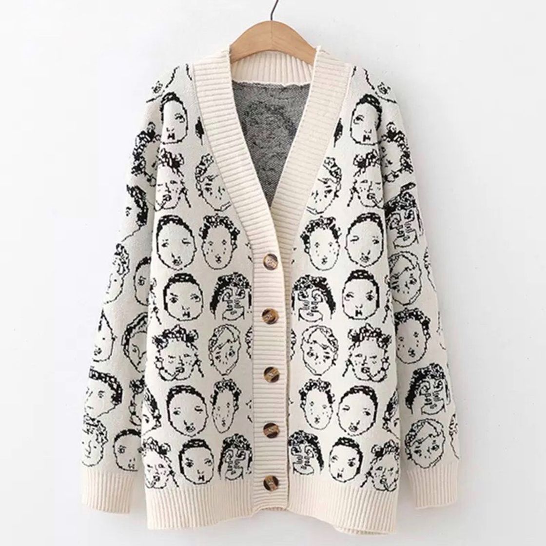 Fashion Cardigan com Rostos