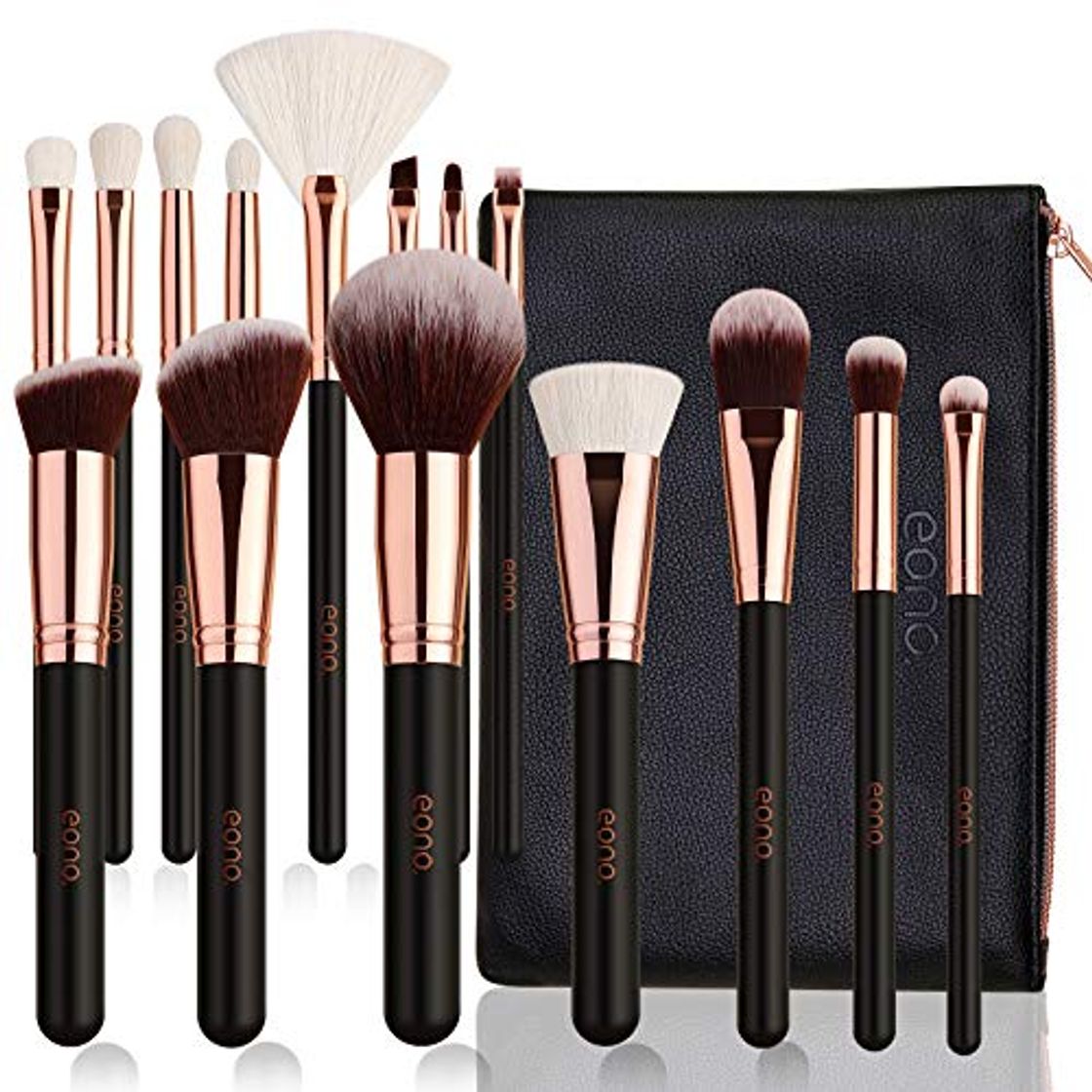 Social Eono Essentials Brochas de Maquillaje 15 Unids Pelos de Cabra Sintéticos Premium