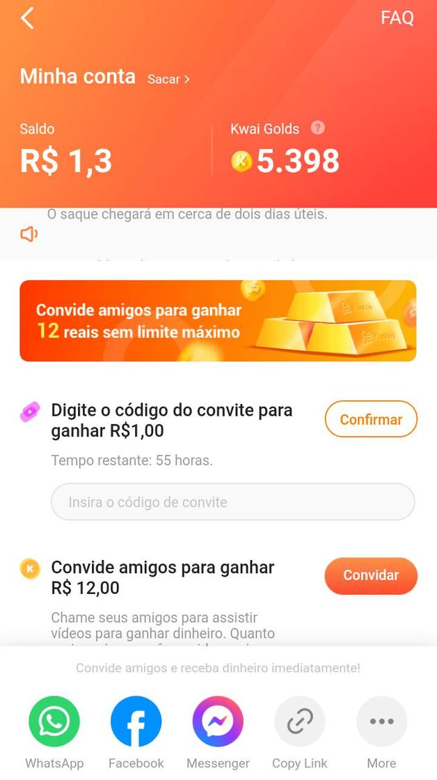 Aplicaciones Kwai - App de vídeos, Ganhe Bônus em R$. Cód: Kwai306789000