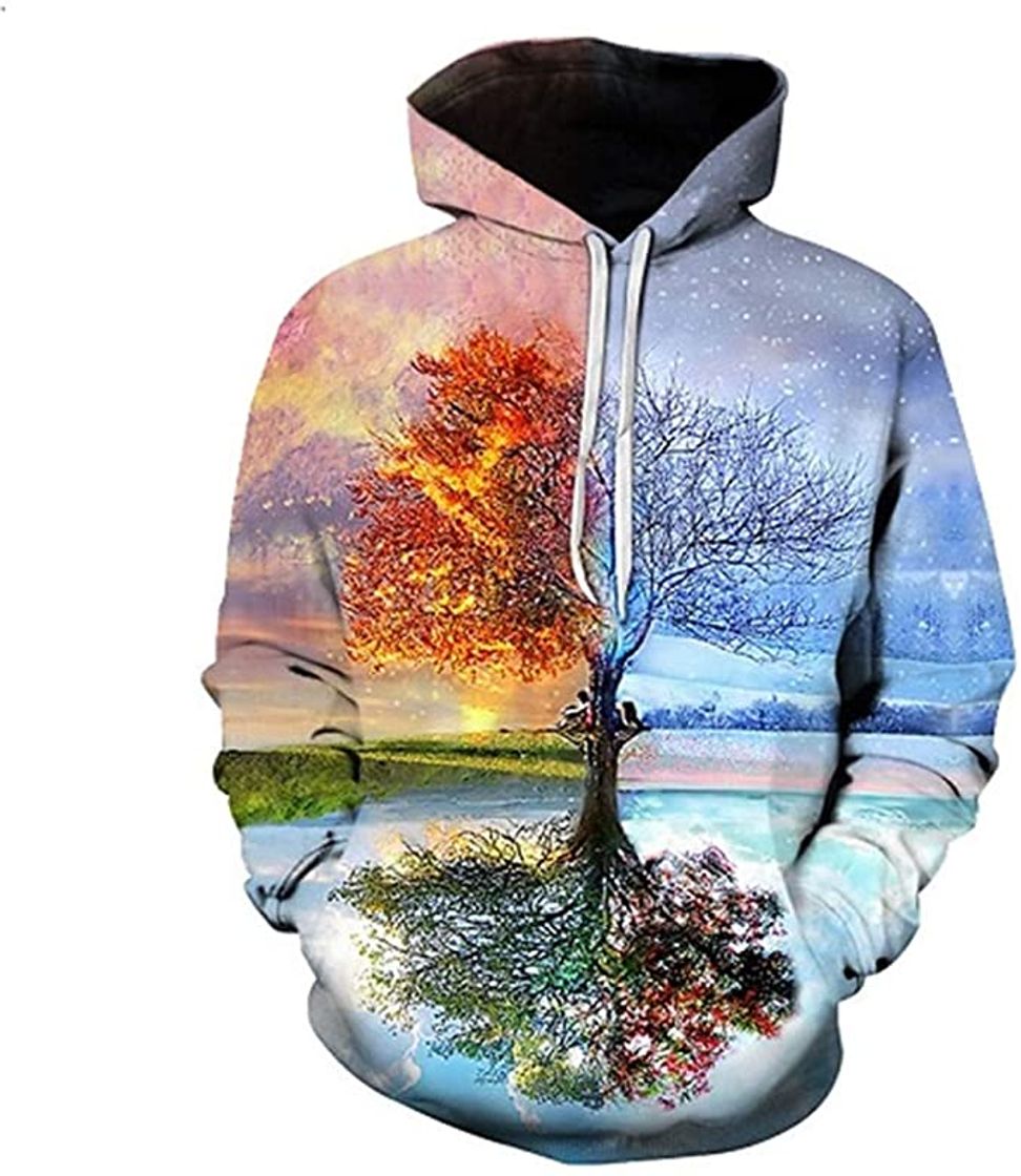 Moda FEELHH Unisex 3D Impreso Moda Sudadera Ligera con Capucha para Hombres Manga