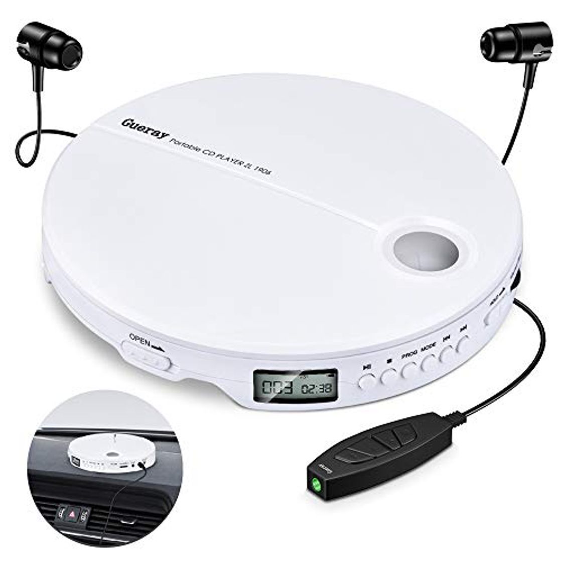 Lugar Gueray Reproductor de CD Portátil HiFi Classic CD Personal Discman con Audífonos