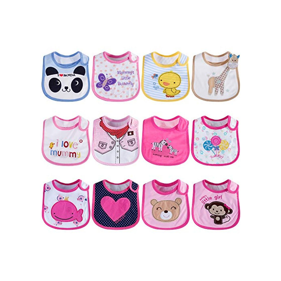 Social Lictin 12pcs baberos de bebé para niñas Baberos impermeables de algodón ajuste