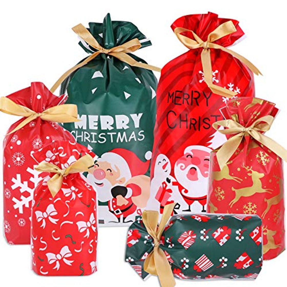 HOWAF Christmas Drawstring Gift Bags 40pcs Christmas Goodie Bags for Birthday Christmas Party