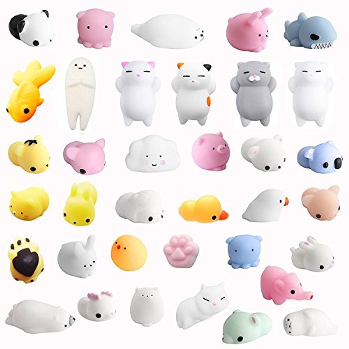 Producto Monqi 36Pcs Squishys Kawaii Juguetes Pegajosos Oso Panda Gato de Silicona Animales