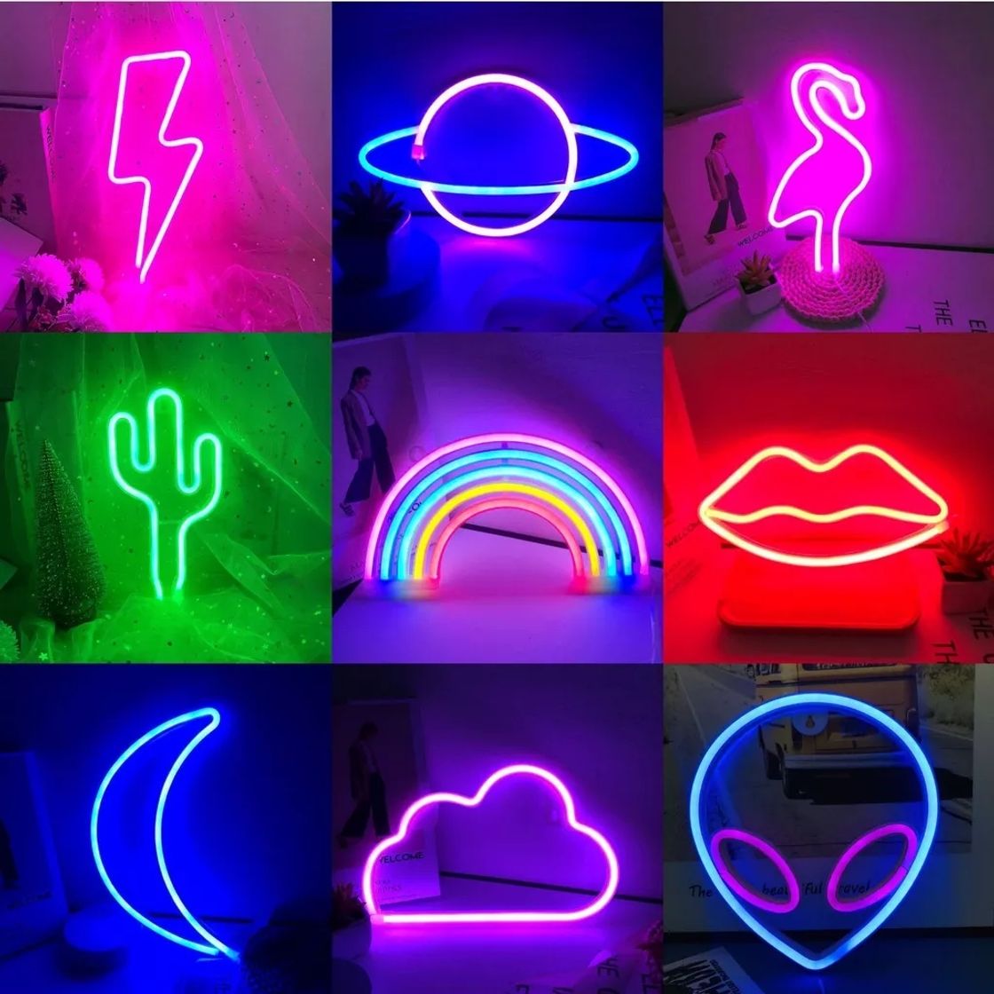 Moda Luzes De Neon LED Hello, Alien, Planet, Luz Sinal Romântico Ambinete Decoração De Quarto Bateria De Parede & USB Powered 