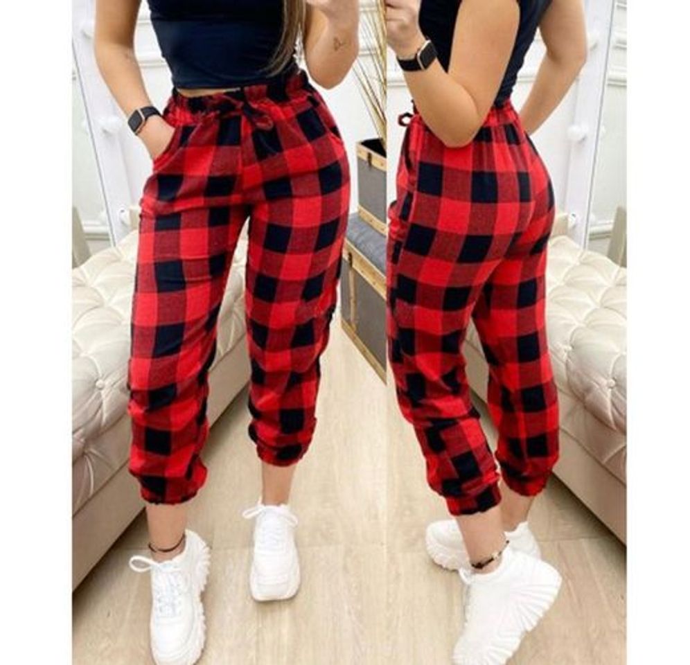 Moda Calça quadriculada Jogger R$37,90