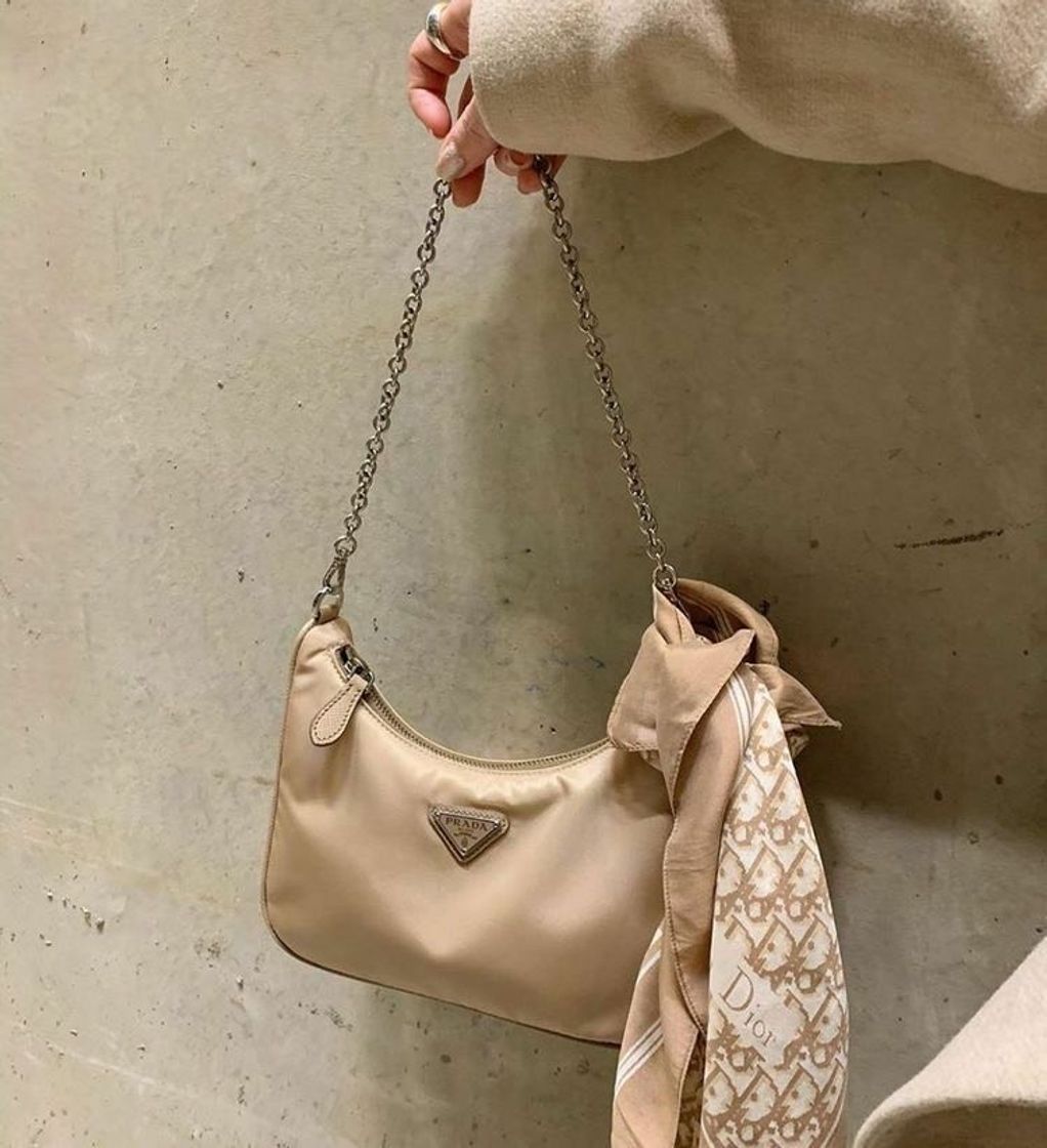 Moda bolsa nylon prada nude