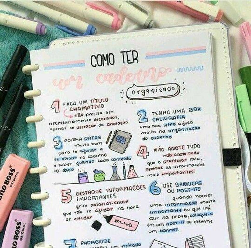 Fashion Como manter o caderno organizado