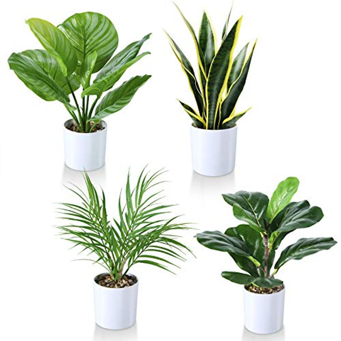 Product Kazeila Plantas Artificiales, 40 cm Monstera/Planta de Serpiente/Palma Areca/Planta de Rayas Verdes