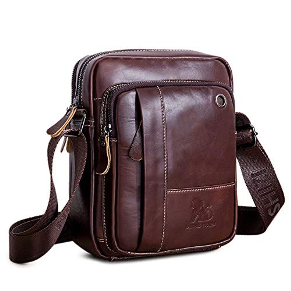 Product BAIGIO Bolso Bandolera Hombre de Cuero Bolso de Hombro Piel Pequeño Vintage