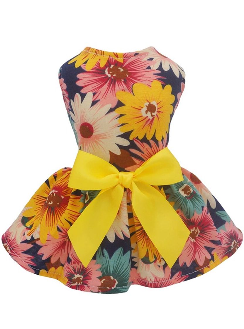 Moda Fitwarm Pet Elegante Fita Floral Vestido para Cachorro.