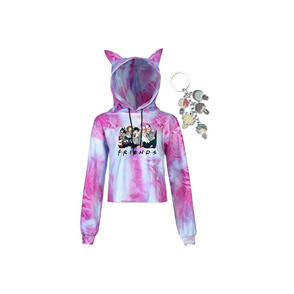 Sudaderas con Capucha de Orejas de Gato con Top Corto con Efecto