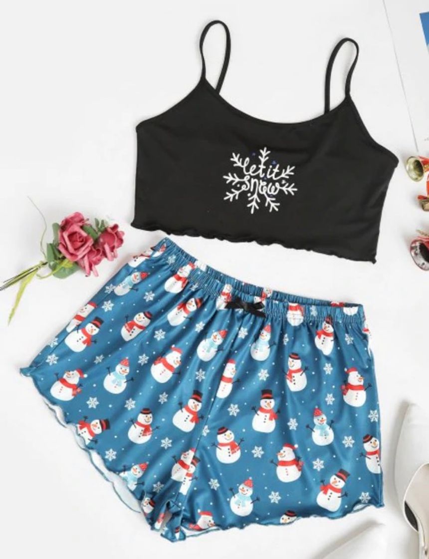 Social Conjunto de 2 peças de papai Noel com estampa