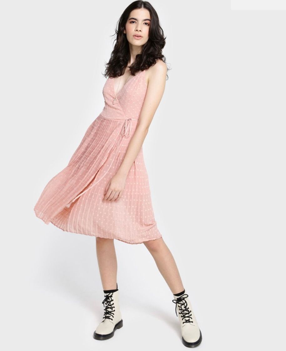 Social Vestido Envelope Plissado - Rosa - Riachuelo