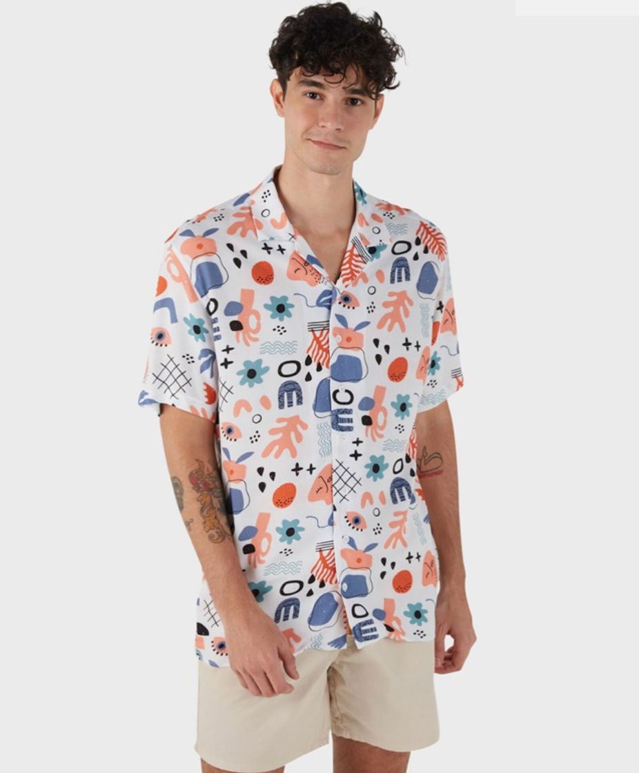 Fashion Camisa Bowling Estampada - Branco - Riachuelo