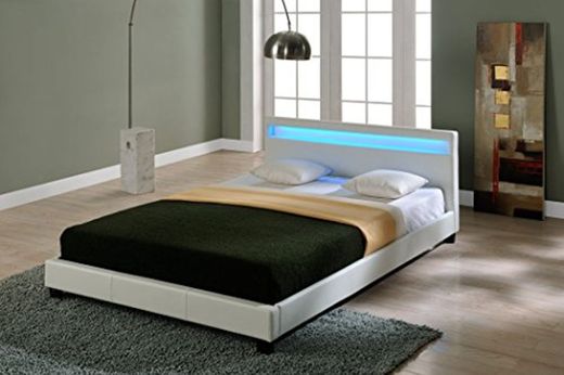 Corium® Cama elegante tapizada en piel sintética - con sistema de iluminación