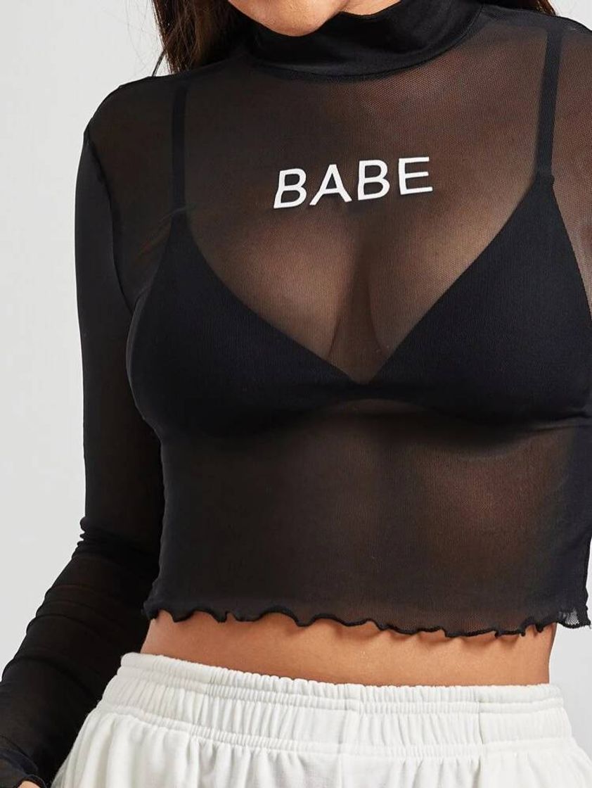 Fashion TOP BABE TRANSPARENTE PRETO