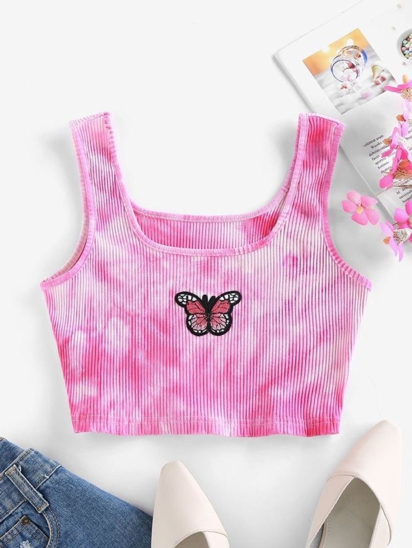 Moda Blusa tie dye butterfly 