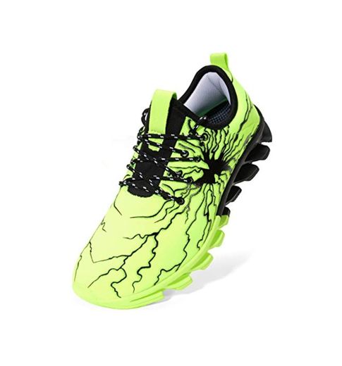 BRONAX Zapatos para Correr Hombre Zapatillas de Deportes Tenis Deportivas Running Calzado Trekking Sneakers Gimnasio Transpirables Casual Montaña Verde 46