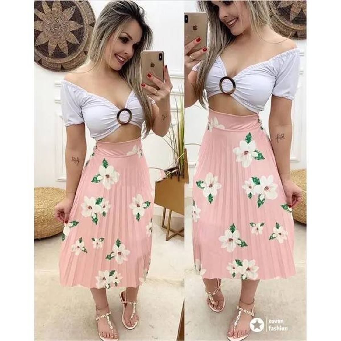 Social Saia Moda Feminina Plissada Evangélica Cintura Alta