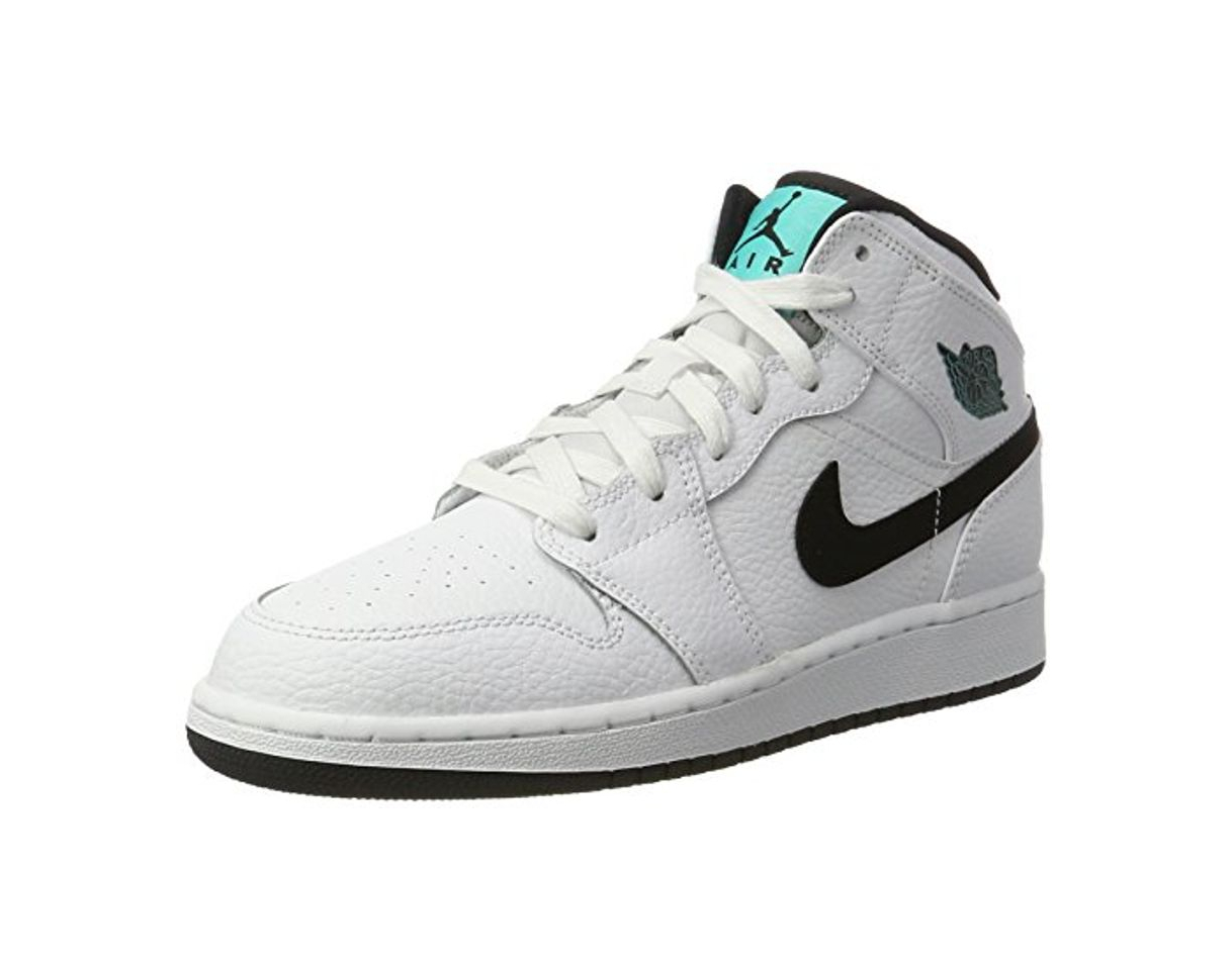 Fashion Nike Air Jordan 1 Mid Bg, Zapatos de Baloncesto Infantil, Blanco