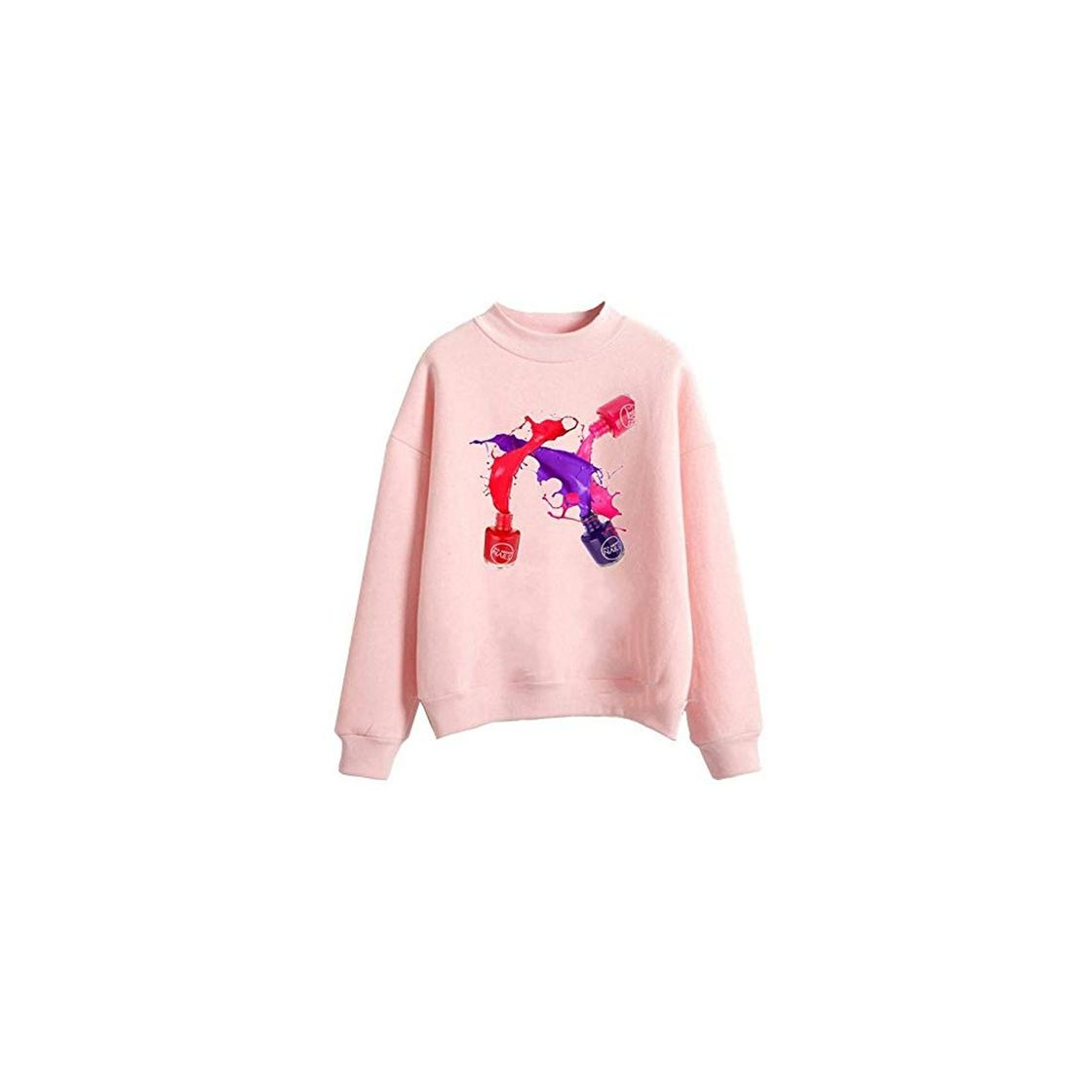 Moda Sudaderas Mujer Rainbow Design Nail Polish Print Sudaderas para Mujer Vogue Pink Hoodie Mujer Moletom Feminino Streetwear Sweat Femme Clothes F XXL