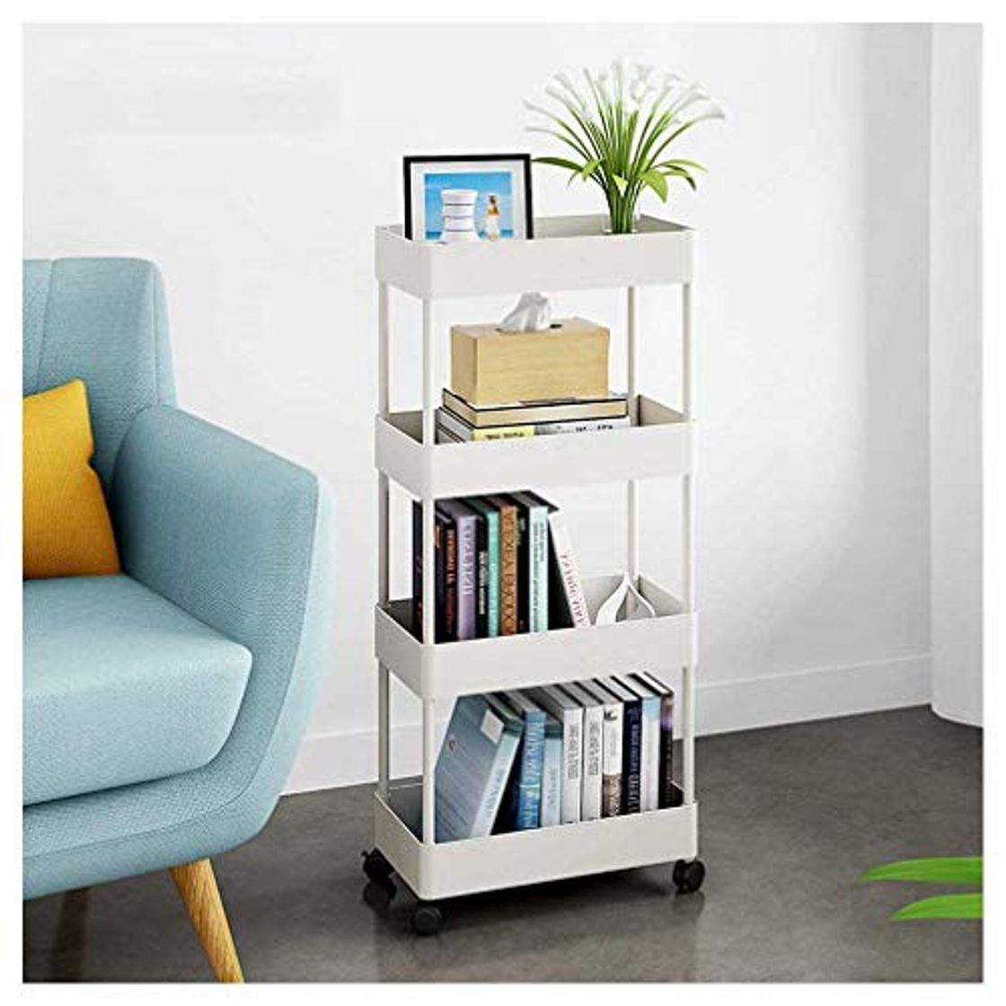 Social YOOKEA Carro de Almacenamiento de 4 Niveles con Ruedas