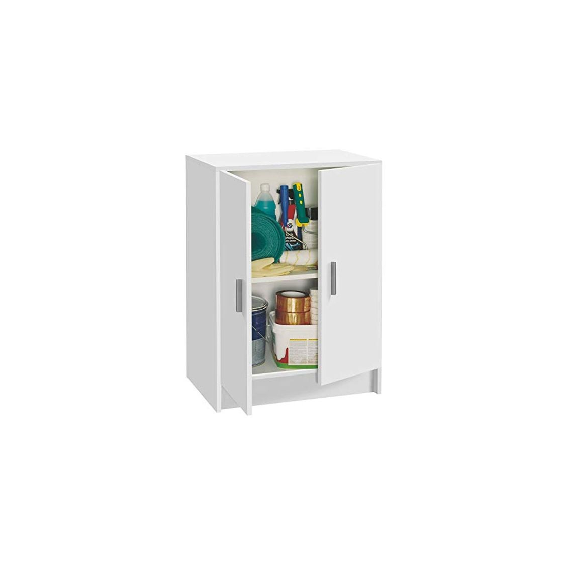 Categoría de hogar Habitdesign 005149O - Mueble Armario Multiusos bajo 2 Puertas, Color Blanco, Medidas