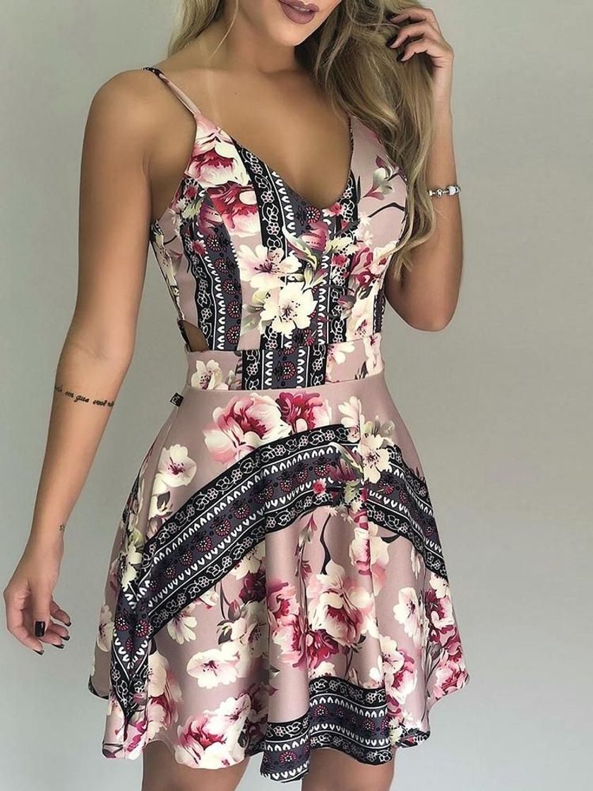 Fashion Mini vestido floral 