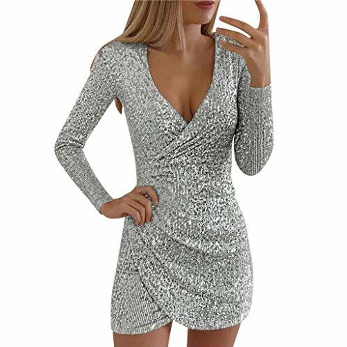 Moda PAOLIAN_Vestido Para Mujer Vestidos para Mujer Fiesta Cortos Sexy Invierno Lentejuelas